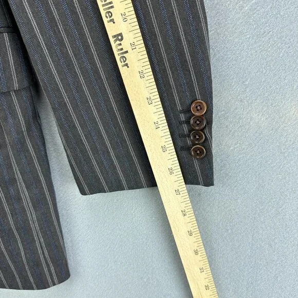 Mabro Suit Mens IT 54L‎ US 44L 2PC 34x30.5 Brown Blue Striped Wool Super 100s
